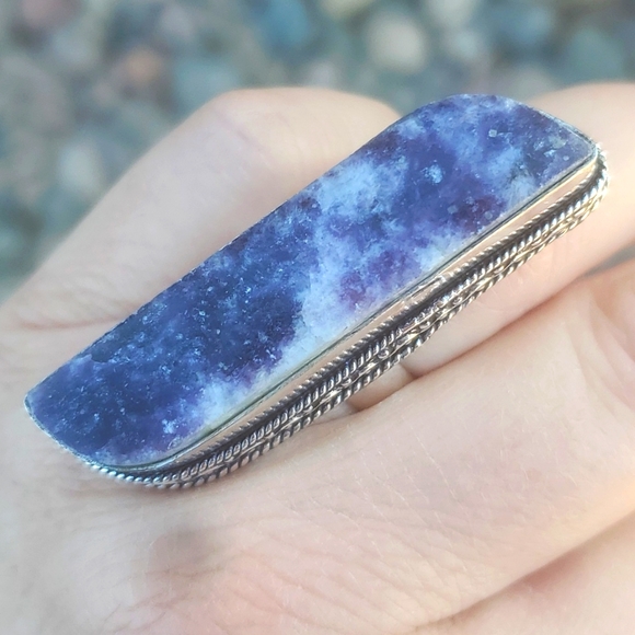 New Oversized Lepidolite 925 Silver Statement Ring. - Picture 12 of 15